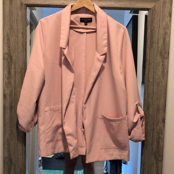 Love Tree Jackets & Blazers - Light Pink Open Front Blazer